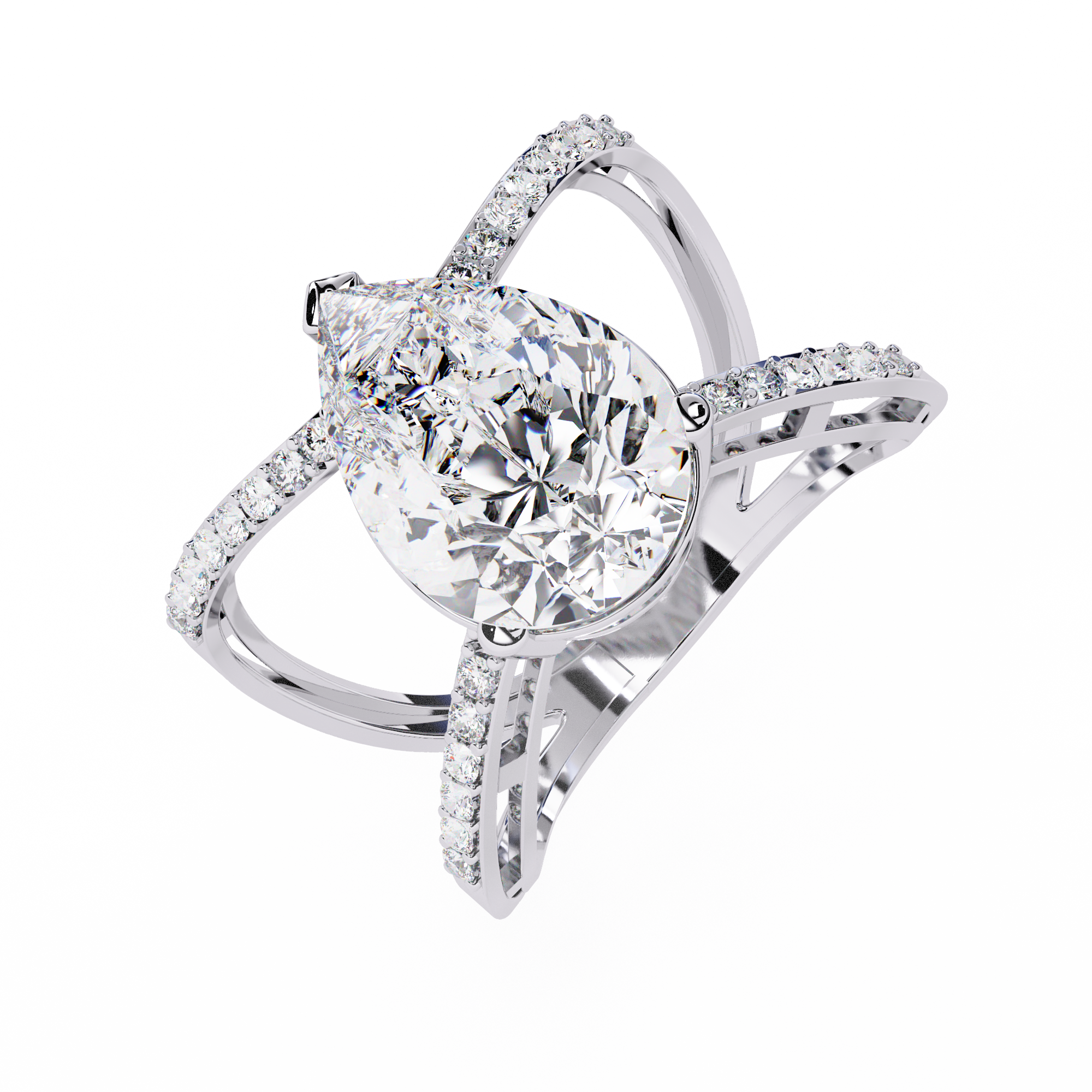 4.62 CT Twisted Lab Grown Diamond Ring – 14K Yellow Gold